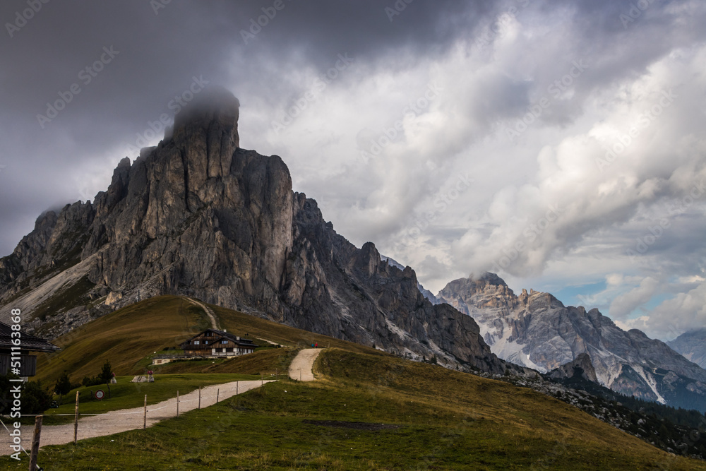 Clouds over the Giau Pass in the Dolomites