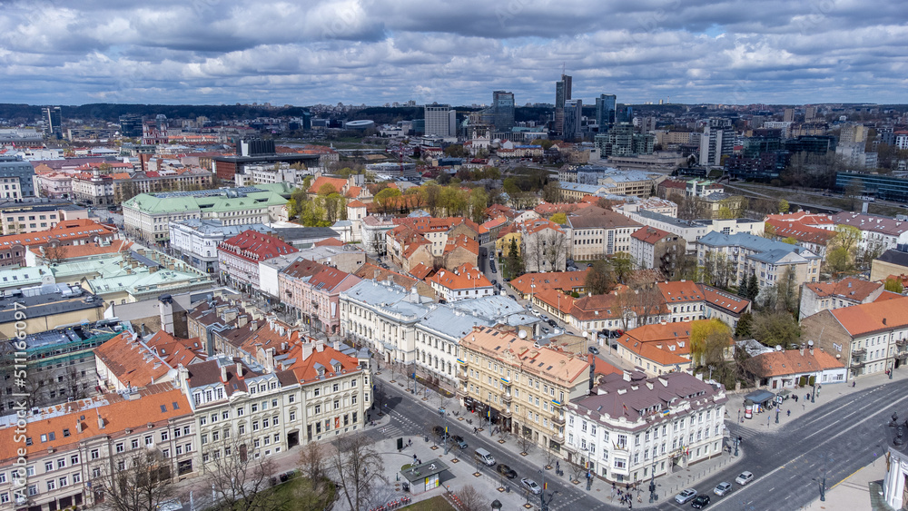Arial , Birds Eye View Of The City Of Vilnius, drone photography