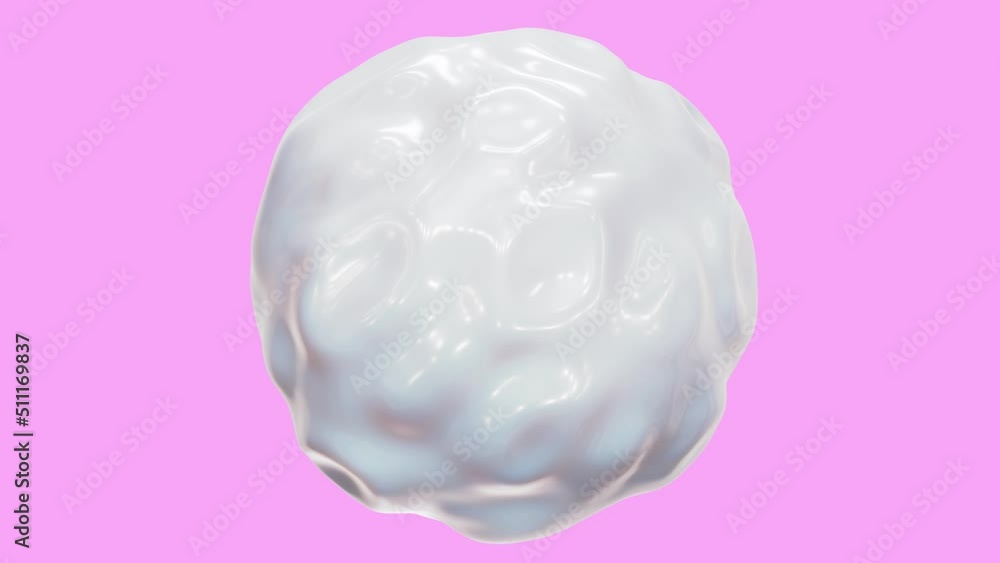Looping 3D animation of the abstract morphing creamy milk white sphere against pink rendered in UHD with alpha matte Looping 3D animation of the abstract morphing creamy milk white sphere against pink rendered in UHD with alpha matte