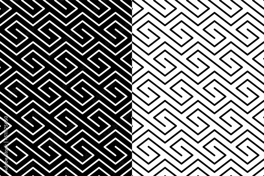 Abstract geometric seamless minimal lines black and white pattern texture background