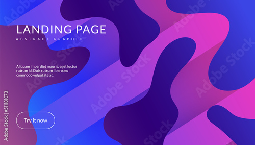 Fototapeta Naklejka Na Ścianę i Meble -  Abstract Cover. Blue Graphic Background. Bright Paper. Geometric Shape. Flow Landing Page. Spectrum Invitation. Modern Journal. Art Gradient Layout. Violet Abstract Cover