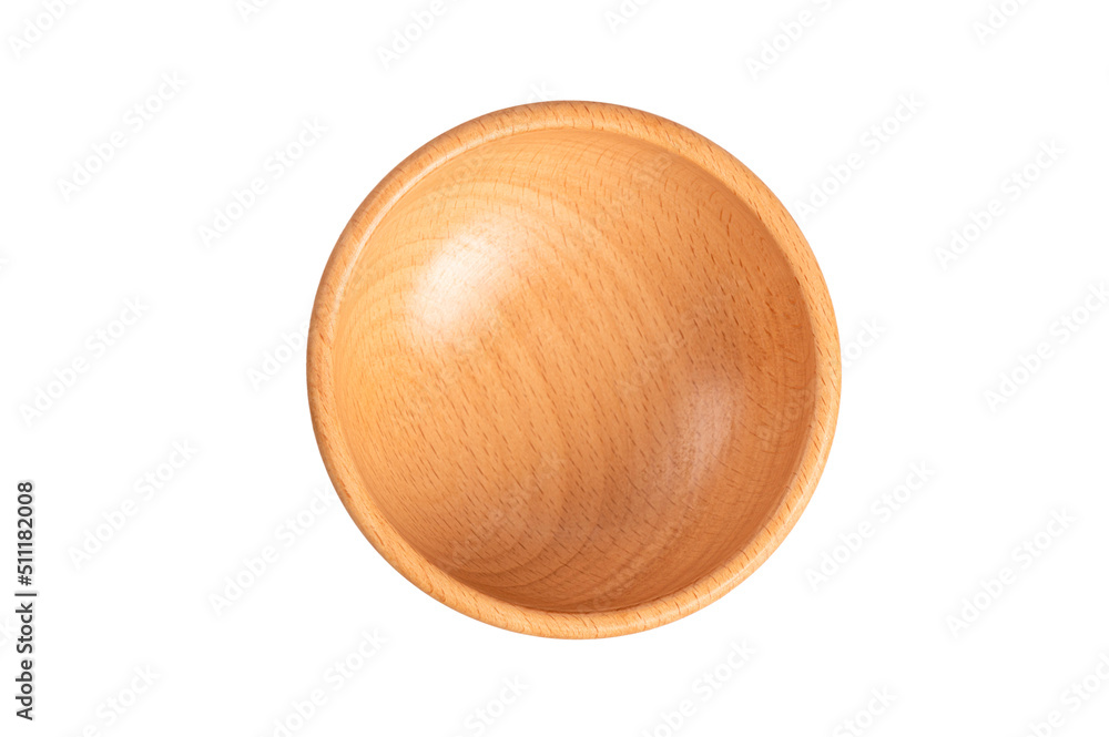 Top view Empty wooden bowl isolated on white Top view Empty wooden bowl isolated on white