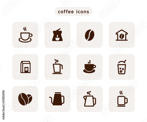 Coffee flat icons design set