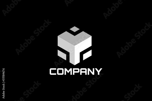 Three-dimensional axonometric hexagonal vector logo element with initials T or Y. 3D logo T or Y.
Usable for general business logo brands