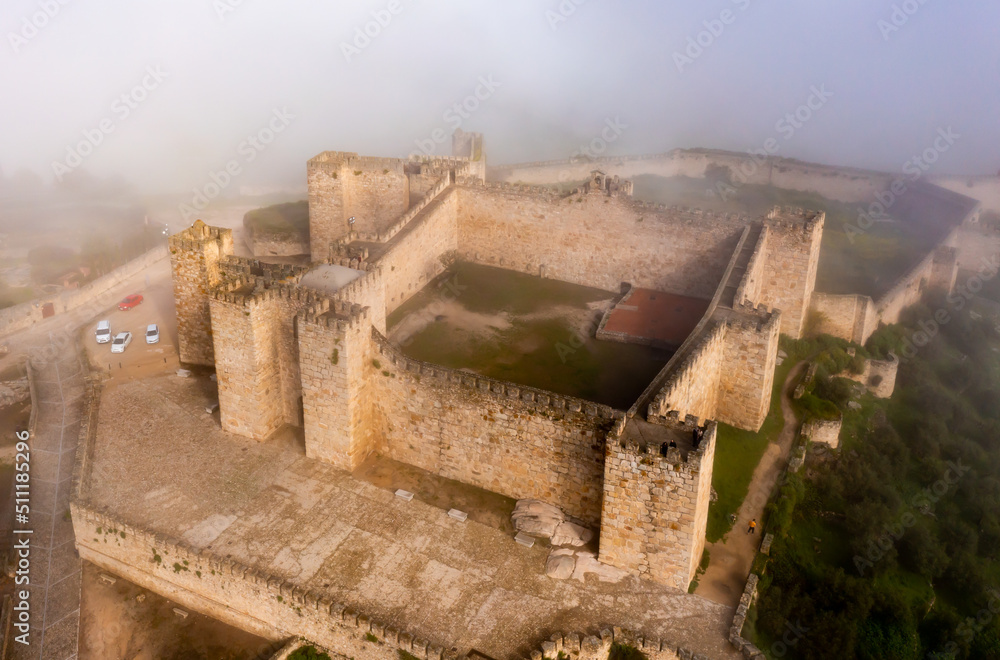 Aerial view of Castle of Trujillo in spring. Caceres. Spain