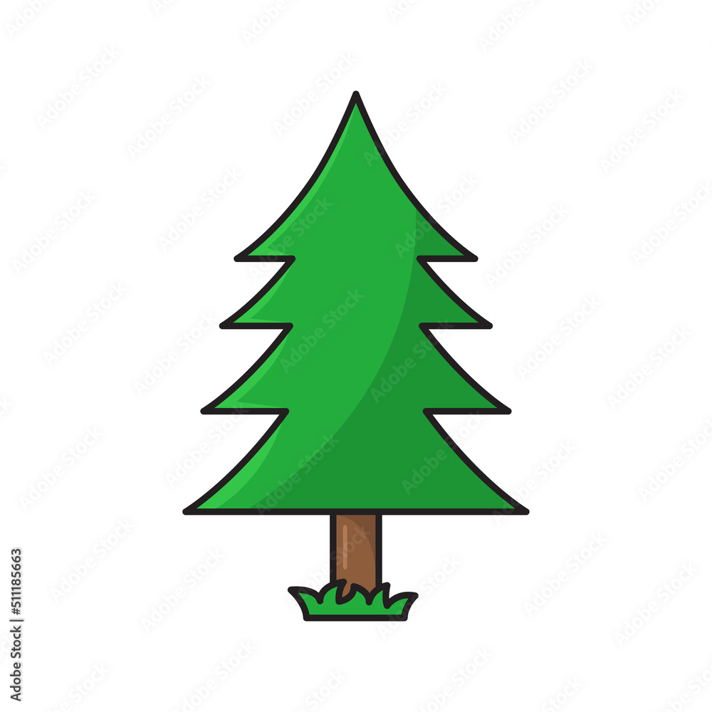 Pine tree icon in colorful style isolated on white background Pine tree icon in colorful style isolated on white background