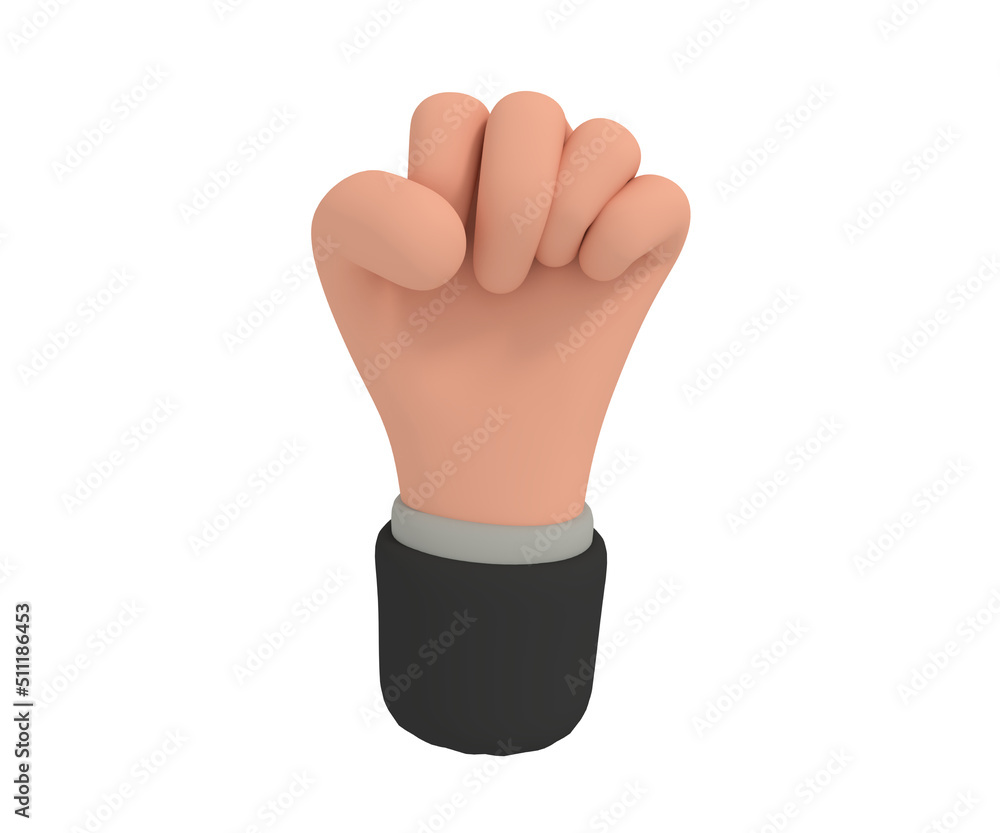 3d illustration of cartoon hand make Punch Hand Gesture 3d illustration of cartoon hand make Punch Hand Gesture