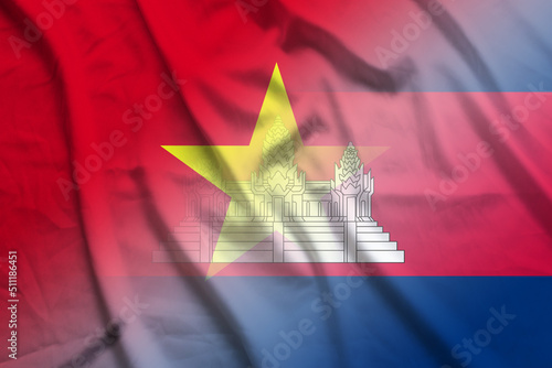 Vietnam and Cambodia state flag transborder contract BTN VNM