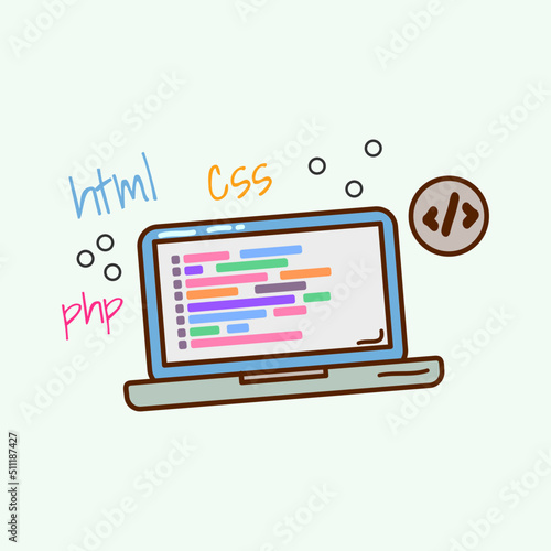 Notebook vector doodle illustration for developer