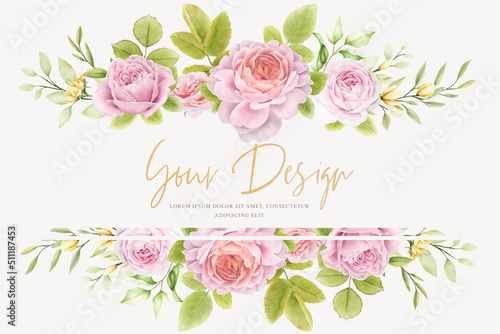 hand drawn floral frame wreath and background design