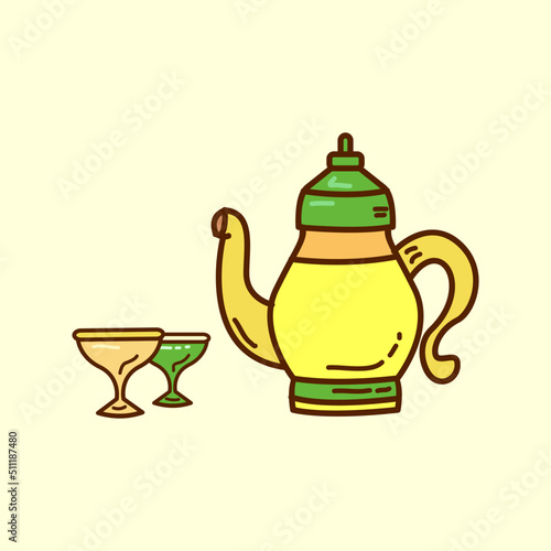 Teapot and glass iftar party vector illustration