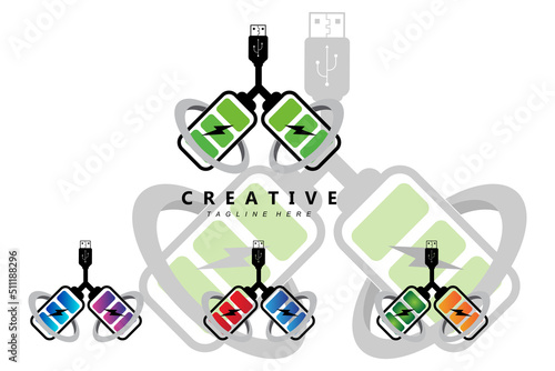 battery logo set bundle design, charging illustration, product brand vector icon