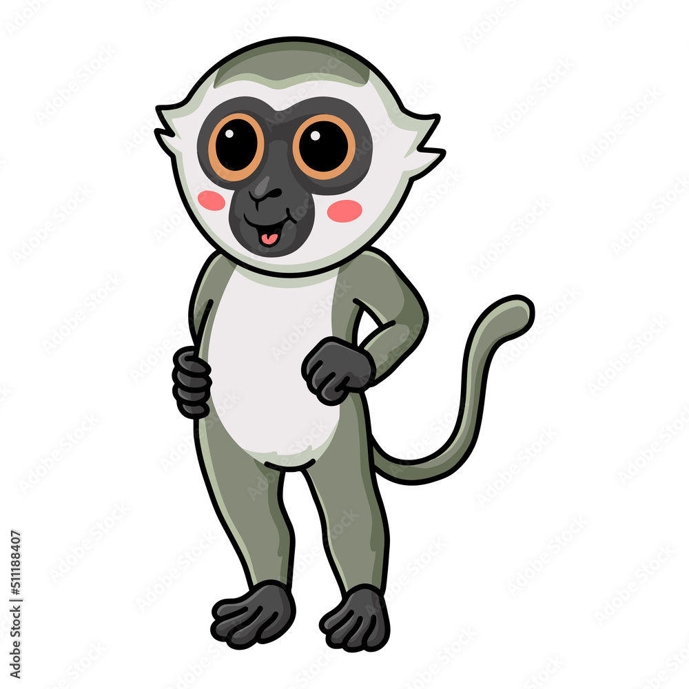 Cute little vervet monkey cartoon standing Cute little vervet monkey cartoon standing