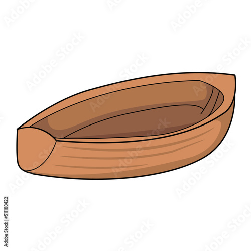 Wooden canoe vector illustration