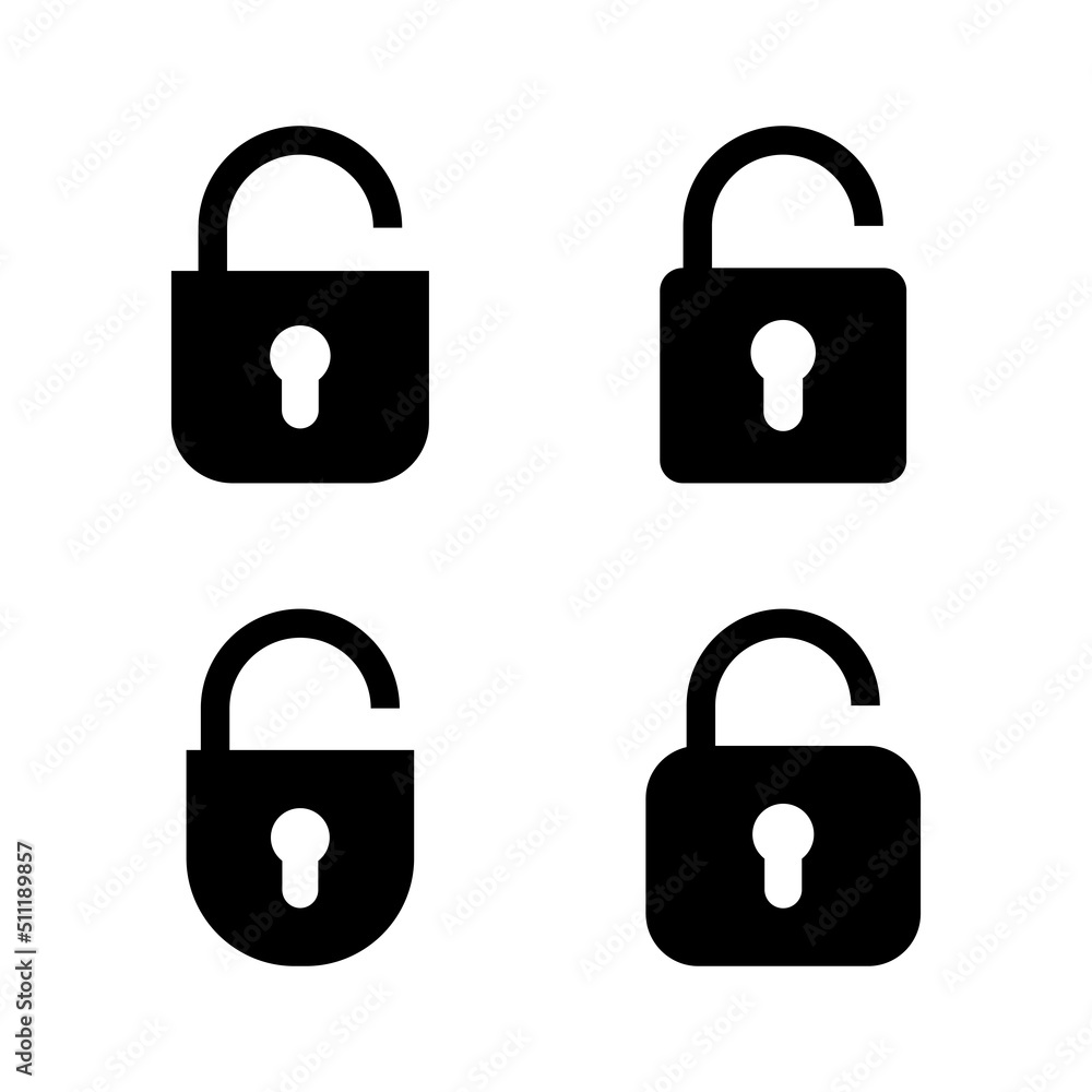 Unlock icon vector. Unlock sign and symbol. unlocked padlock icon Unlock icon vector. Unlock sign and symbol. unlocked padlock icon