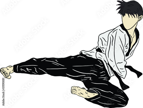 taekwondo kick vector
