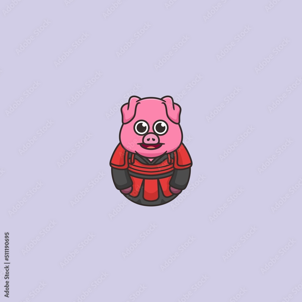 Fototapeta premium Cute Pig Mascot Logo Design Concept