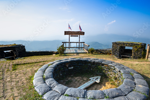 Border of Thailand and Myanmar at Doi Chang Moop, Chiang Rai Province. photo