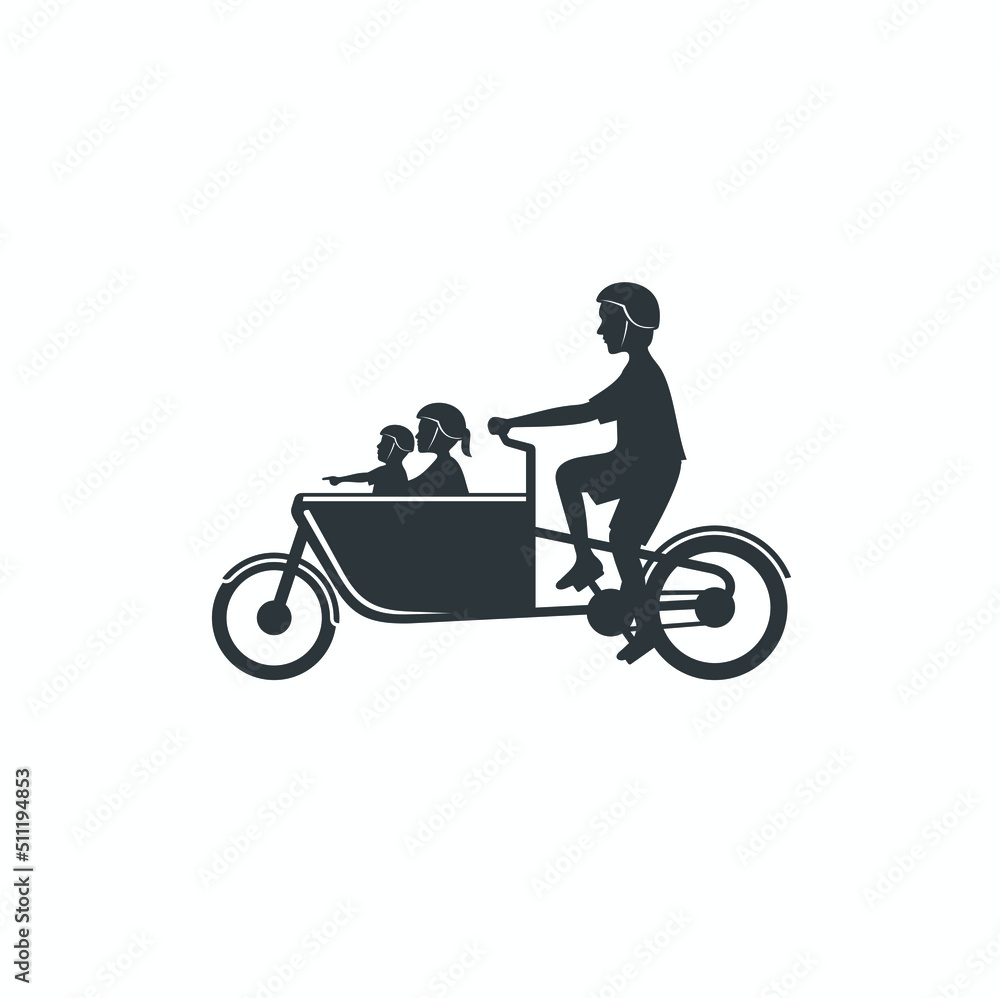 illustration of cargo bike, short distance transportation, vector art.