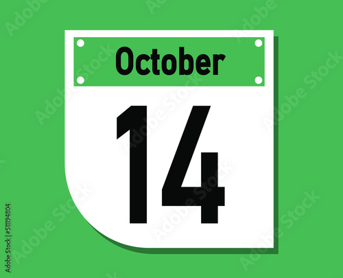 October 14 calendar icon. Banner for October days.