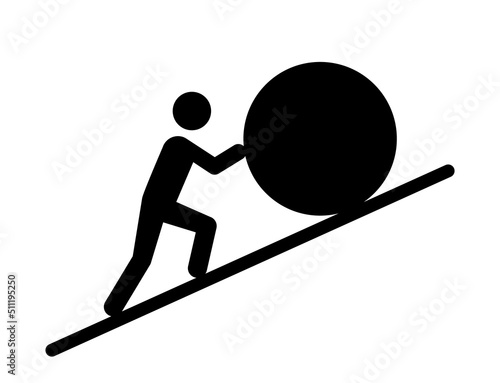 Effort, determination or uphill battle flat vector icon for apps and websites