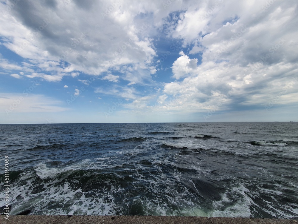 Black sea in Romania with cloudy sky