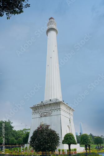 Kolkata, West Bengal, India - 10th September 2019 : The iconic Shaheed Minar or Martyrs' Monument, formerly Ochterlony Monument, is a monument in Kolkata that was erected in 1828 in Kolkata. photo