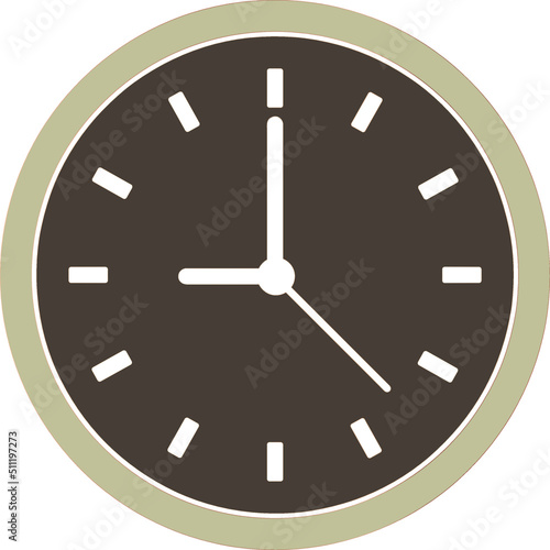 Black clock icon vector with shadow for website design in flat style. Office clock icon, Time icon. Seven o'clock. Vector illustration.eps