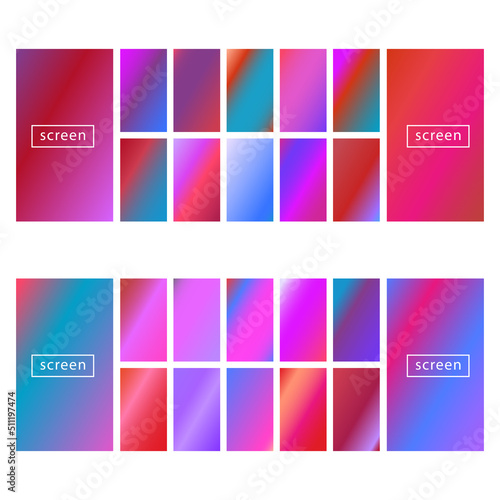 Wallpaper Mural Mobile screen lock display collection of colorful backgrounds in trendy neon colors. Modern screen vector design for mobile app. Soft color abstract pastel holographic gradients. Swatches for design Torontodigital.ca