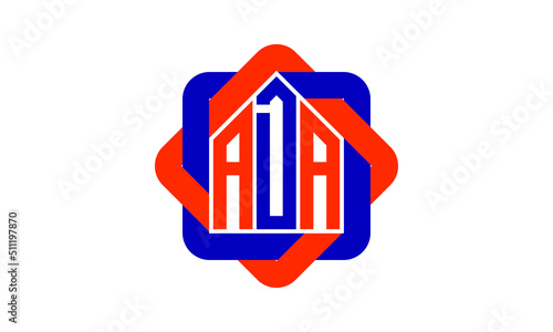 ADA three letter real estate logo with home icon logo design vector template | construction logo | housing logo | engineering logo | initial letter logo | minimalist  logo | property logo |