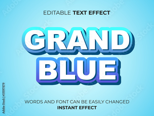 grand blue text effect typogrpahy