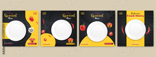 Food social media post template. vector illustration