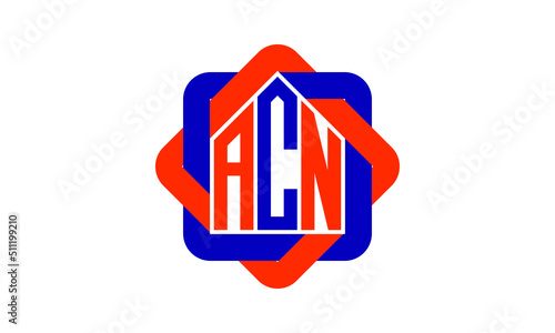 ACN three letter real estate logo with home icon logo design vector template | construction logo | housing logo | engineering logo | initial letter logo | minimalist  logo | property logo |