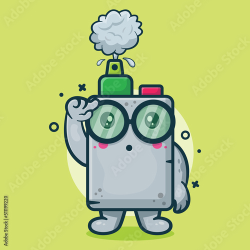 genius vape electronic cigarette character mascot with think expression isolated cartoon in flat style design