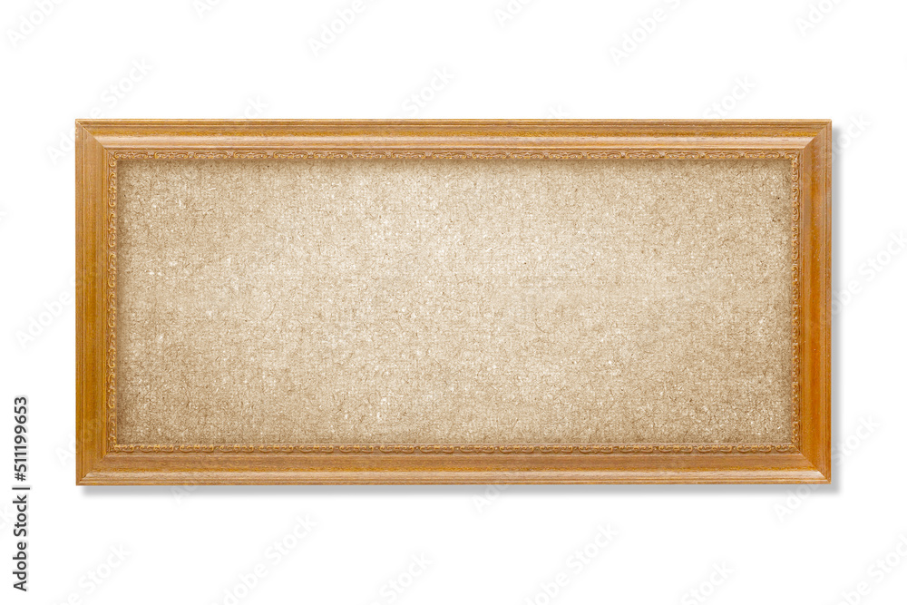 Fototapeta premium wooden frame paper board Isolated on white background with clipping path include for design usage purpose.