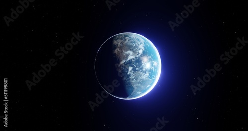 Earth planet viewed from space showing america,3d render of planet Earth with detailed relief and atmosphere,elements of this image furnished by NASA.Global overview.Cinematic feeling with glow. photo