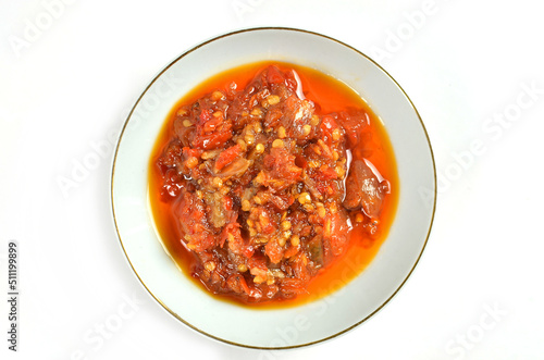 Homemade Spicy sambal Sauce in a Bowl