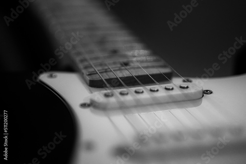 Electric Guitar Close Up BW 2
