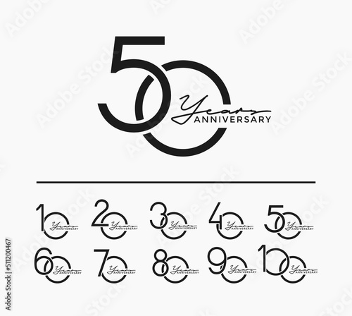Leinwand Poster set of anniversary with calligraphy black color on white background for special