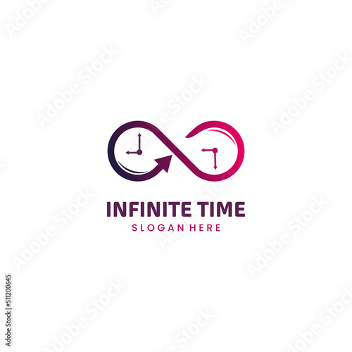 infinite time logo on isolated background, infinite symbol with clock logo modern concept