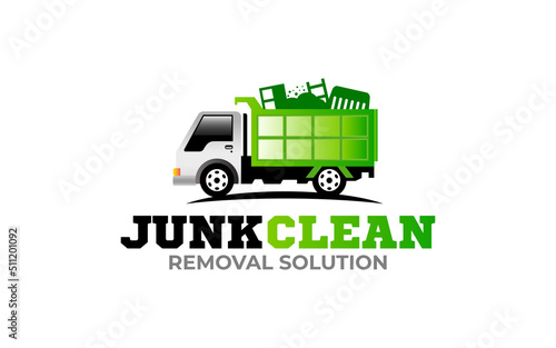 Illustration vector graphic of junk removal solution services logo design template photo