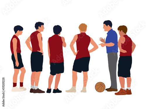 Basketball Team with Coach in illustration graphic vector