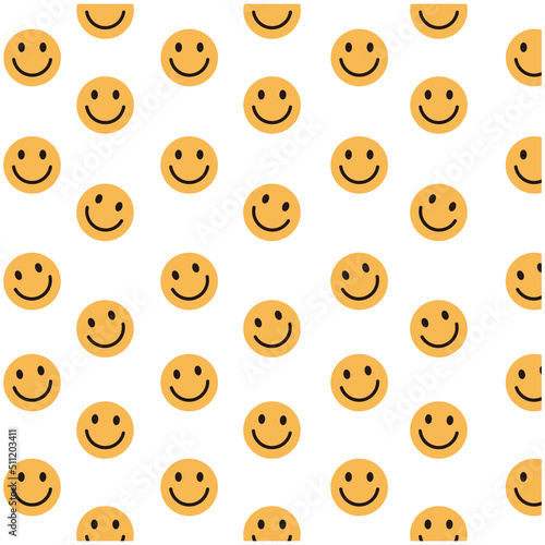 Seamless pattern with smiling faces on white background