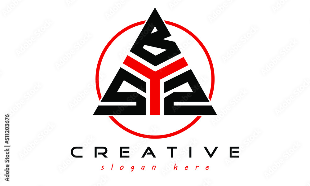 SBZ three letter creative triangle shape in circle logo design vector ...