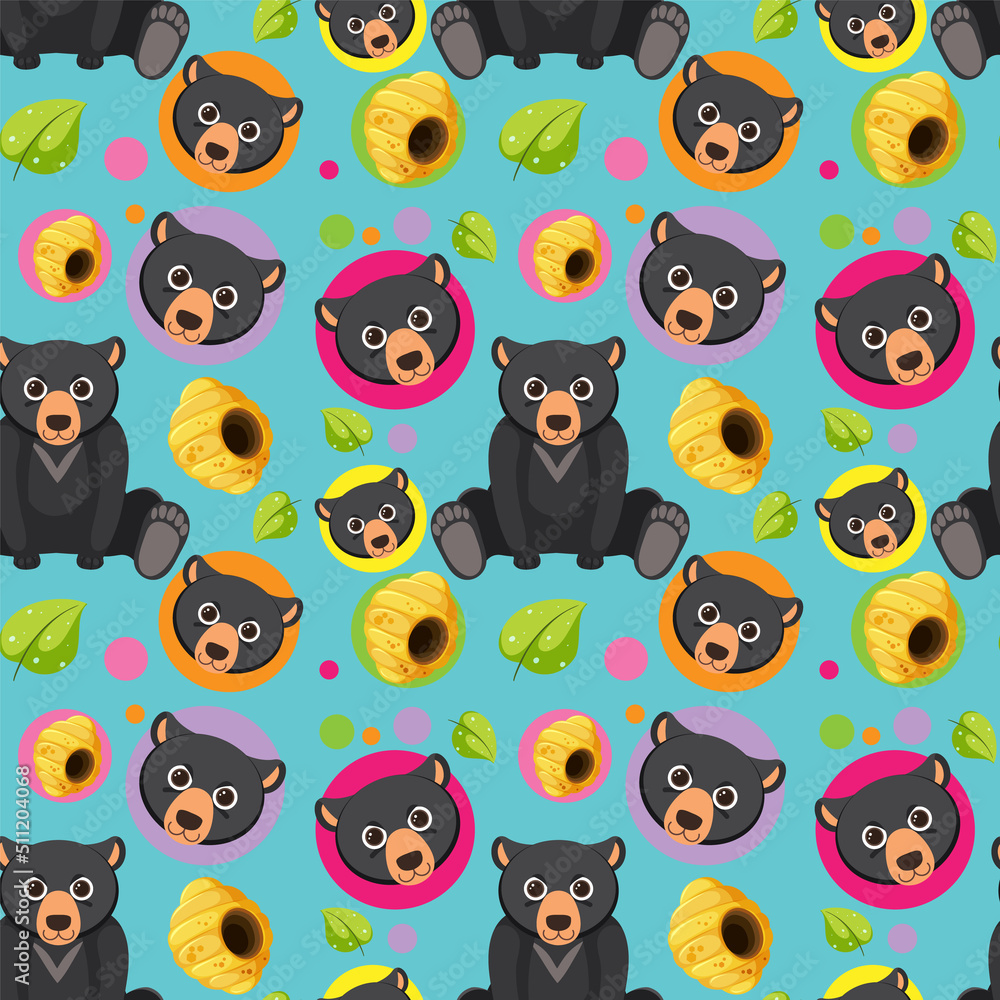 Black bear seamless pattern Black bear seamless pattern