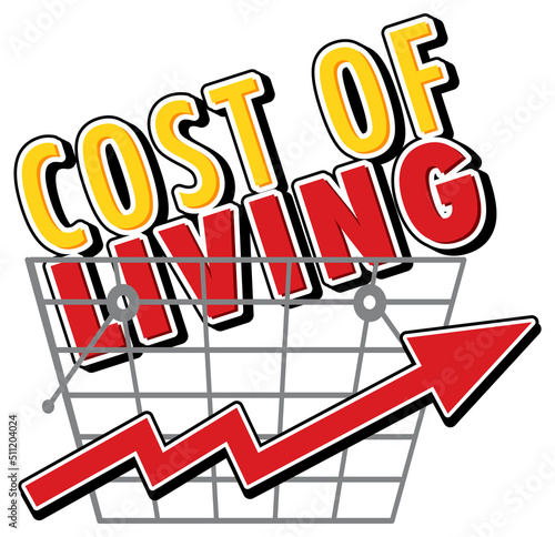 Cost of living with red arrow going up