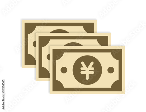 Japanese yen banknote vector. Yen currency symbol isolated on white background.