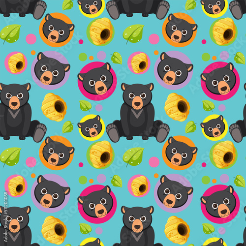 Black bear seamless pattern