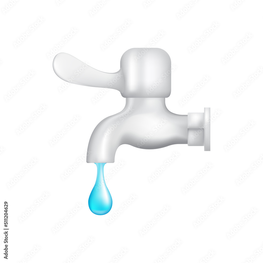 water drop 3D icon vector, faucet illustration water drop 3D icon vector, faucet illustration