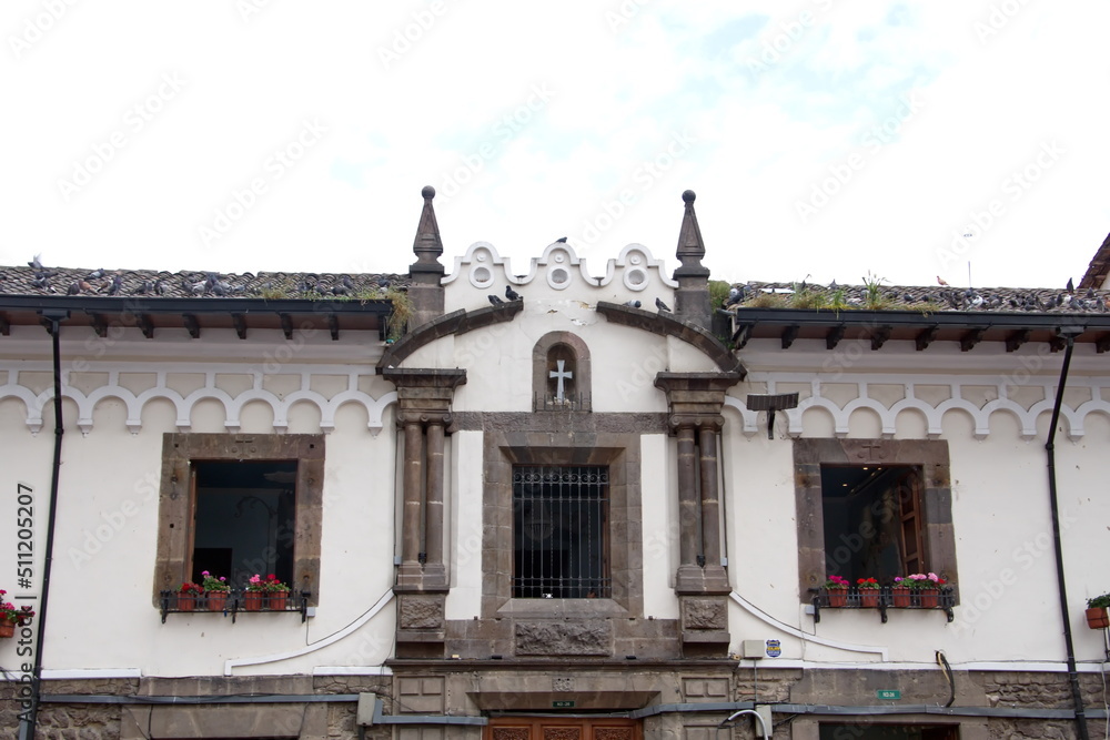 Building across from the Church of San Francisco in the Old Town, Quito, Ecuador